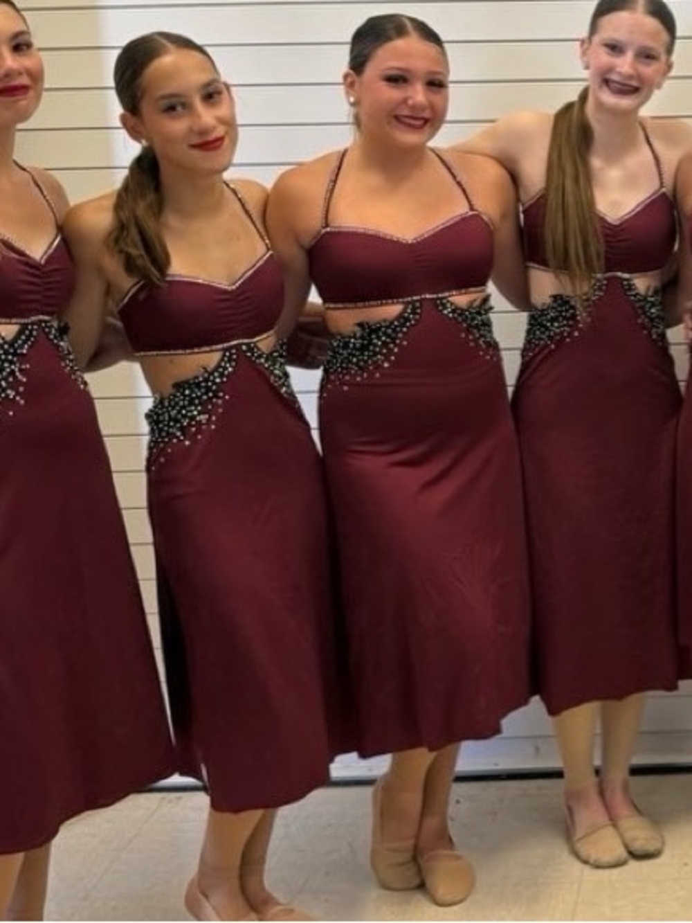 Kelle Burgundy stoned Dance costume